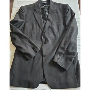Jos A Bank Mens Sport Coat Blazer Suit Jacket Gray Pinstripe Wool 44L Notch